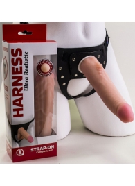 Реалистичный страпон Harness из трусиков и насадки-фаллоса - 18,5 см. - LOVETOY (А-Полимер) - купить с доставкой в Улан-Удэ