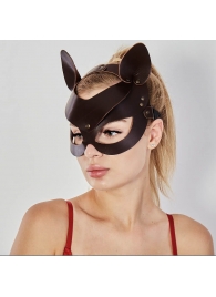 Коричневая кожаная маска  Кошечка - Sitabella - купить с доставкой в Улан-Удэ