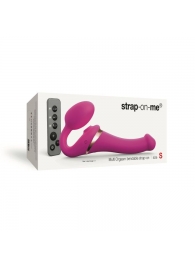 Ярко-розовый безремневой страпон Multi Orgasm Size S с клиторальной стимуляцией - Strap-on-me - купить с доставкой в Улан-Удэ