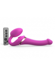 Ярко-розовый безремневой страпон Multi Orgasm Size S с клиторальной стимуляцией - Strap-on-me - купить с доставкой в Улан-Удэ