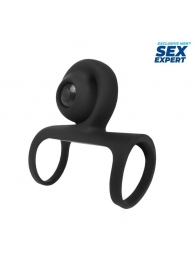 Черная вибронасадка на пенис Sex Expert - Sex Expert - в Улан-Удэ купить с доставкой