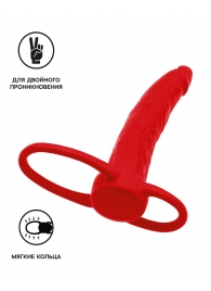 Красная насадка на пенис для двойного проникновения Black Red - 16,5 см. - ToyFa - купить с доставкой в Улан-Удэ