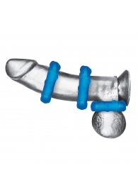 Комплект из трех голубых эрекционных колец 3-Pack Ribbed Rider Cock Ring Set - BlueLine - в Улан-Удэ купить с доставкой