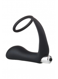 Черное эрекционное кольцо с вибропробкой Vibrating Anal Plug With Cockring - Dream Toys - в Улан-Удэ купить с доставкой