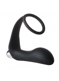 Черное эрекционное кольцо с вибропробкой Vibrating Anal Plug With Cockring - Dream Toys - в Улан-Удэ купить с доставкой