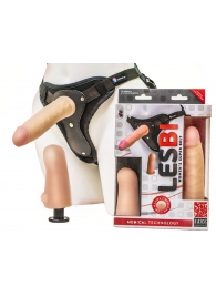 Телесный страпон Harness LESBI с вагинальной пробкой - 16,5 см. - LOVETOY (А-Полимер) - купить с доставкой в Улан-Удэ