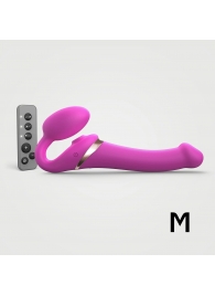 Ярко-розовый безремневой страпон Multi Orgasm Size M с клиторальной стимуляцией - Strap-on-me - купить с доставкой в Улан-Удэ