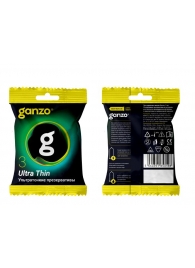 Ультратонкие презервативы Ganzo Ultra thin в мягкой упаковке - 3 шт. - Ganzo - купить с доставкой в Улан-Удэ