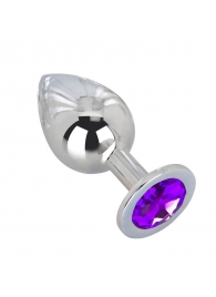 Большой плаг из стали с фиолетовым кристаллом Violet Dream - 9,5 см. - Erotic Fantasy - купить с доставкой в Улан-Удэ