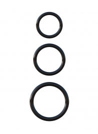 Набор из трех черных эрекционных колец Silicone 3-Ring Stamina Set - Pipedream - в Улан-Удэ купить с доставкой