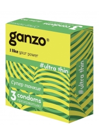 Ультратонкие презервативы Ganzo Ultra thin - 3 шт. - Ganzo - купить с доставкой в Улан-Удэ