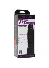 Насадка-фаллоимитатор для страпон-систем Vac-U-Lock CodeBlack 7 Inch Thin Dong - 18,3 см. - Doc Johnson - купить с доставкой в Улан-Удэ