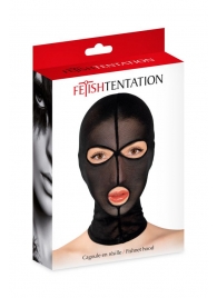 Черная сетчатая маска на голову с отверстиями для глаз и рта - Fetish Tentation - купить с доставкой в Улан-Удэ