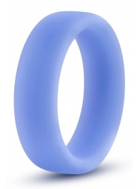 Голубое люминесцентное кольцо Silicone Glo Cock Ring - Blush Novelties - в Улан-Удэ купить с доставкой