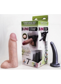 Страпон-унисекс с двумя насадками UNI strap 7  Harness - 19 и 16 см. - LOVETOY (А-Полимер) - купить с доставкой в Улан-Удэ
