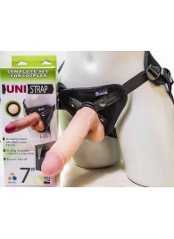 Страпон-унисекс с двумя насадками UNI strap 7  Harness - 19 и 16 см. - LOVETOY (А-Полимер) - купить с доставкой в Улан-Удэ