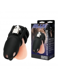 Черная клетка для пениса Silicone Small 2 in Cock Cage With Ball Divider - BlueLine - купить с доставкой в Улан-Удэ