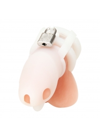 Белая клетка для пениса Silicone Small 2 in Cock Cage With Ball Divider - BlueLine - купить с доставкой в Улан-Удэ