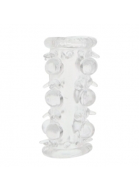 Прозрачная насадка на пенис с шипами и бугорками JELLY JOY LUST CLUSTER CLEAR - Dream Toys - в Улан-Удэ купить с доставкой