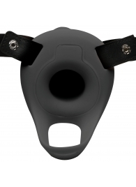 Черный полый страпон с вибрацией 2’’ Erection 28X Smooth Vibrating Silicone Penis Sheath - XR Brands - купить с доставкой в Улан-Удэ