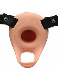 Телесный полый страпон 2  Erection 28X Smooth Vibrating Silicone Penis Sheath - 16 см. - XR Brands - купить с доставкой в Улан-Удэ