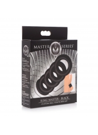 Комплект из 5 черных эрекционных колец для мошонки Ring Master Custom Ball Stretcher Kit - XR Brands - в Улан-Удэ купить с доставкой
