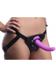 Лиловый поясной страпон Navigator Silicone G-Spot Dildo with Harness - 17,8 см. - XR Brands - купить с доставкой в Улан-Удэ