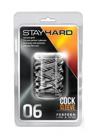 Прозрачная насадка с объёмными чёрточками STAY HARD COCK SLEEVE 06 CLEAR - Blush Novelties - в Улан-Удэ купить с доставкой