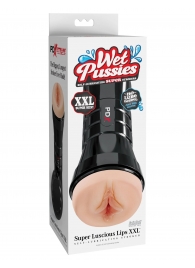 Телесный мастурбатор-вагина в черной колбе Super Luscious Lips XXL - Pipedream - в Улан-Удэ купить с доставкой