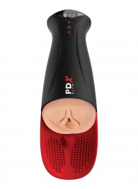 Телесный мастурбатор-вагина в черной колбе с вибрацией Fuck-O-Matic Pro XL - Pipedream - в Улан-Удэ купить с доставкой