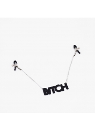 Зажимы на соски с кожаной подвеской Bitch - Crazy Handmade - купить с доставкой в Улан-Удэ
