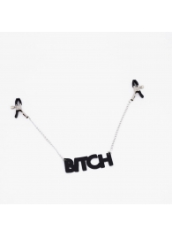 Зажимы на соски с кожаной подвеской Bitch - Crazy Handmade - купить с доставкой в Улан-Удэ
