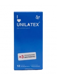 Классические презервативы Unilatex Natural Plain - 12 шт. + 3 шт. в подарок - Unilatex - купить с доставкой в Улан-Удэ