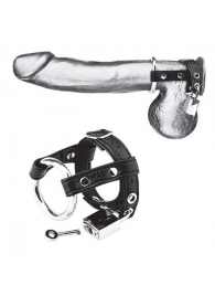 Утяжка на пенис на замочке Duo Cock And Ball Lock - BlueLine - купить с доставкой в Улан-Удэ