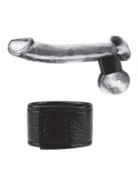 Чёрная утяжка на мошонку 1  Velcro Ball Stretcher - BlueLine - купить с доставкой в Улан-Удэ