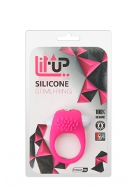 Розовое эрекционное кольцо с щеточкой LIT-UP SILICONE STIMU RING 5 - Dream Toys - в Улан-Удэ купить с доставкой