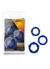 Набор из 3 синих эрекционных колец Stay Hard Beaded Cockrings - Blush Novelties - в Улан-Удэ купить с доставкой