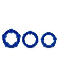 Набор из 3 синих эрекционных колец Stay Hard Beaded Cockrings - Blush Novelties - в Улан-Удэ купить с доставкой