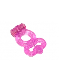 Розовое эрекционное кольцо Rings Treadle с подхватом - Lola Games - в Улан-Удэ купить с доставкой