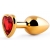 Золотистая анальная пробка с красным стразом-сердечком - 8 см. - Anal Jewelry Plug - купить с доставкой в Улан-Удэ