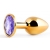 Золотистая анальная пробка с фиолетовым стразом - 7,2 см. - Anal Jewelry Plug - купить с доставкой в Улан-Удэ