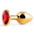 Золотистая анальная пробка с красным стразом - 7,2 см. - Anal Jewelry Plug - купить с доставкой в Улан-Удэ