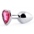 Серебристая анальная пробка с розовым кристаллом-сердечком - 7 см. - Anal Jewelry Plug - купить с доставкой в Улан-Удэ