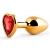 Золотистая анальная пробка с красным стразом-сердечком - 7 см. - Anal Jewelry Plug - купить с доставкой в Улан-Удэ