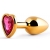 Золотистая анальная пробка с малиновым кристаллом-сердечком - 7 см. - Anal Jewelry Plug - купить с доставкой в Улан-Удэ