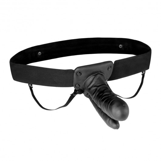 Полый страпон с двумя отростками и вибрацией Unisex Vibrating Hollow Strap-On Double Penetrating Dildo - 17,8 см. - Lux Fetish - купить с доставкой в Улан-Удэ