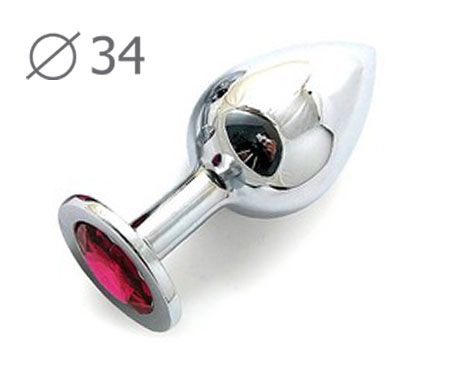 Коническая серебристая анальная втулка с малиновым кристаллом - 8,2 см. - Anal Jewelry Plug - купить с доставкой в Улан-Удэ