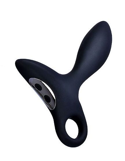 Черный силиконовый анальный вибромассажер Erokey с колечком-ограничителем - Erokay - в Улан-Удэ купить с доставкой