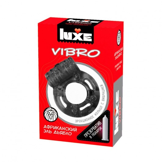 Чёрное эрекционное виброкольцо Luxe VIBRO  Африканский Эль Дьябло  + презерватив - Luxe - в Улан-Удэ купить с доставкой