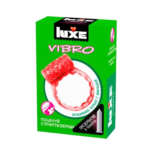 Розовое эрекционное виброкольцо Luxe VIBRO  Поцелуй стриптизёрши  + презерватив - Luxe - в Улан-Удэ купить с доставкой